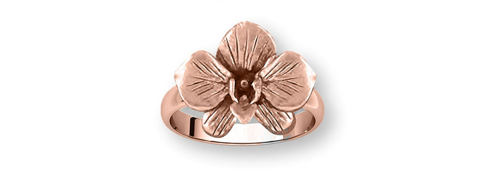 Orchid Charms Orchid Ring 14k Rose Gold Orchid Flower Jewelry Orchid jewelry