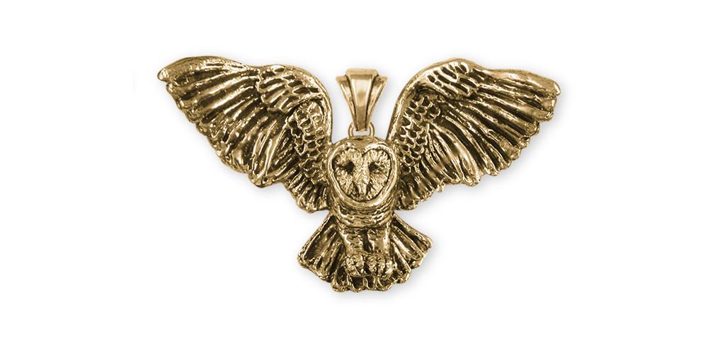 Barn Owl Charms Barn Owl Pendant 14k Gold Owl Jewelry Barn Owl jewelry