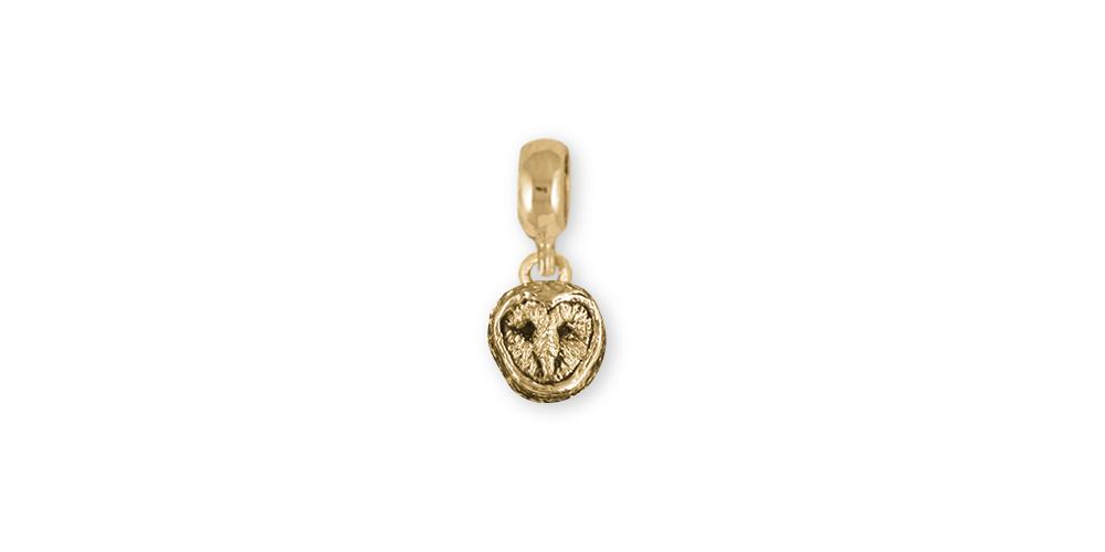 Barn Owl Charms Barn Owl Charm Slide 14k Gold Owl Jewelry Barn Owl jewelry
