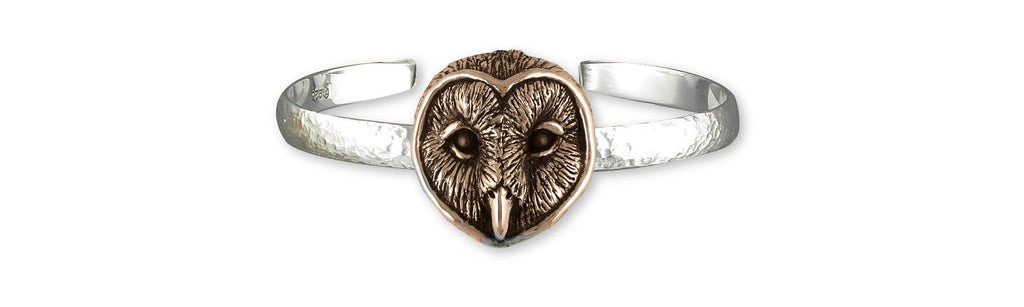 Owl Charms Owl Mans Bracelet Sterling Silver And Ancient Bronze Owl Jewelry Owl jewelry