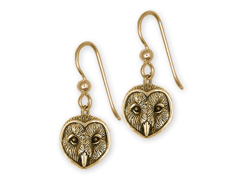Barn Owl Charms Barn Owl Earrings 14k Gold Barn Owl Jewelry Barn Owl jewelry