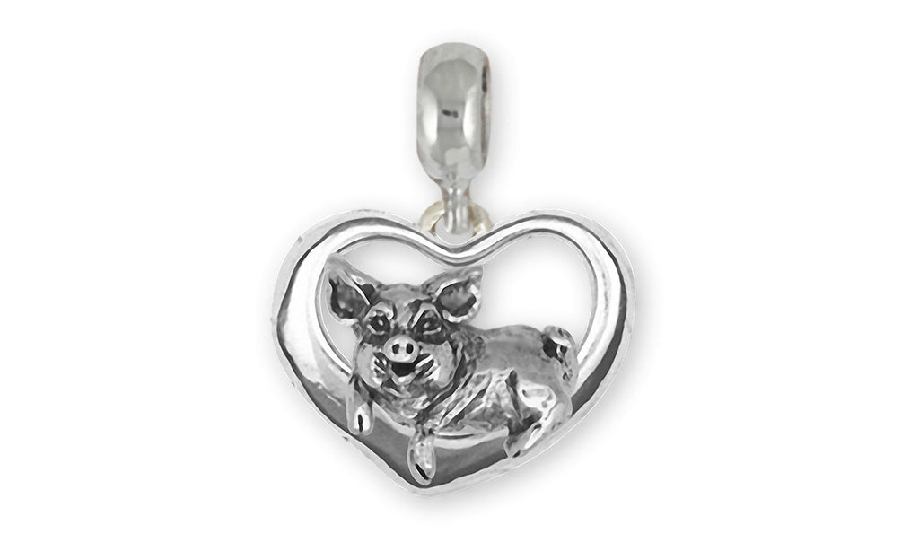 Pig Charms Pig Charm Slide Sterling Silver Pig Jewelry Pig jewelry