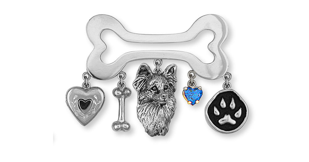 Papillon Charms Papillon Brooch Pin Sterling Silver Dog Jewelry Papillon jewelry