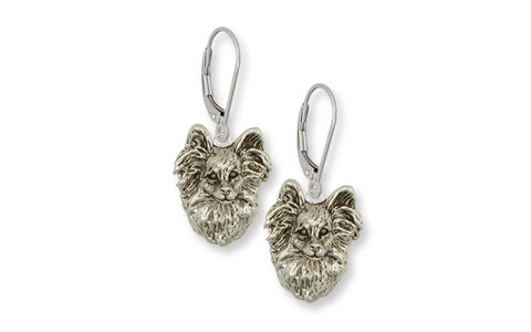 Papillon Earrings Jewelry Sterling Silver Handmade Dog Earrings PA2-E