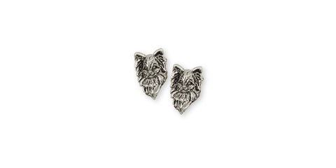 Papillon Dog Black & White Flat Acrylic Silver Hook Earrings Jewelry