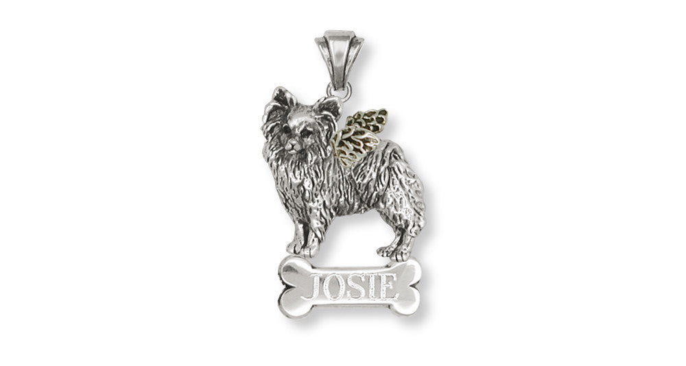 Papillon Angel Charms Papillon Angel Pendant Sterling Silver Dog Jewelry Papillon Angel jewelry