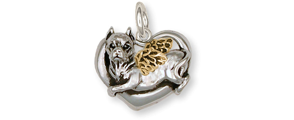 Pit Bull Charms Pit Bull Charm Silver And 14k Gold Pit Bull Jewelry Pit Bull jewelry