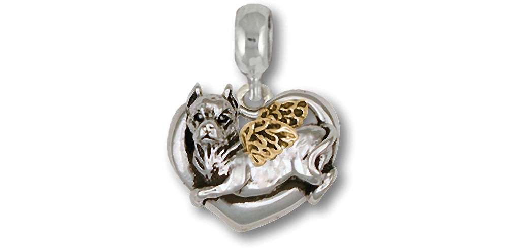 Pit Bull Charms Pit Bull Charm Slide Silver And 14k Gold Pit Bull Jewelry Pit Bull jewelry