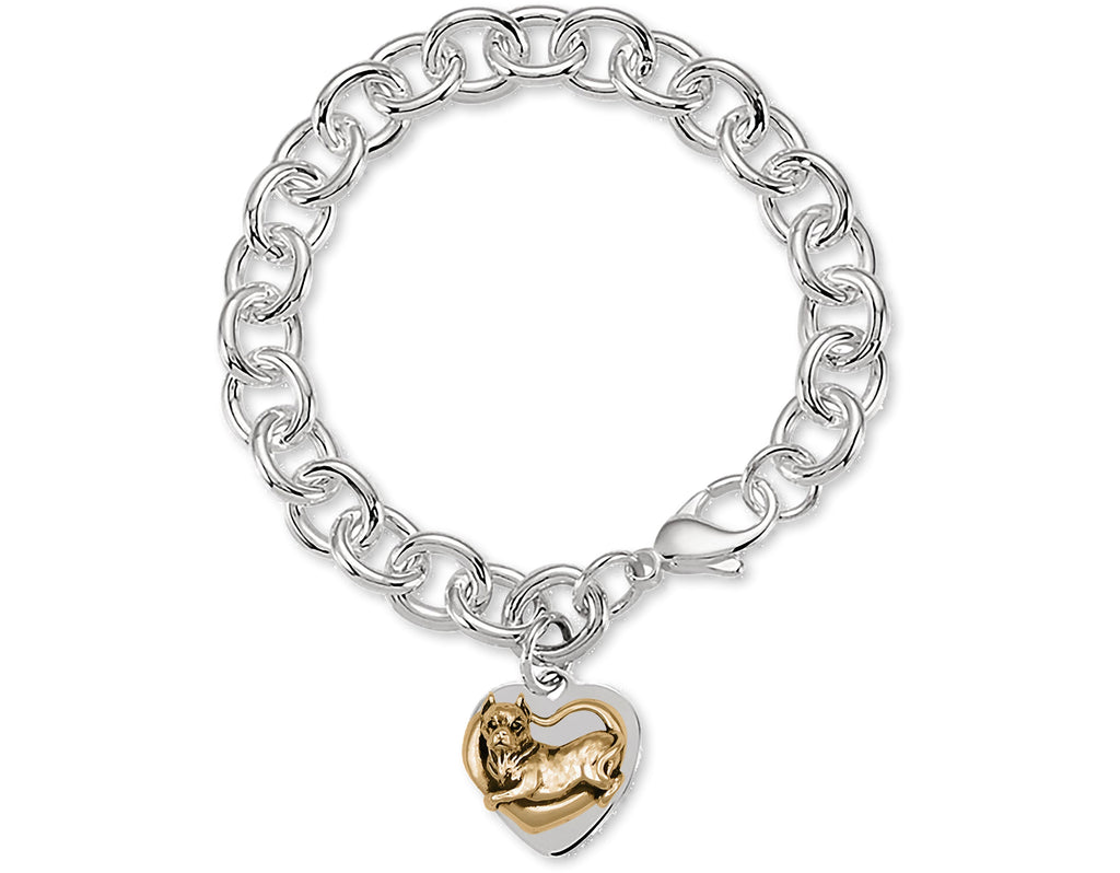 Pit Bull Charms Pit Bull Bracelet Silver And 14k Gold Pit Bull Jewelry Pit Bull jewelry