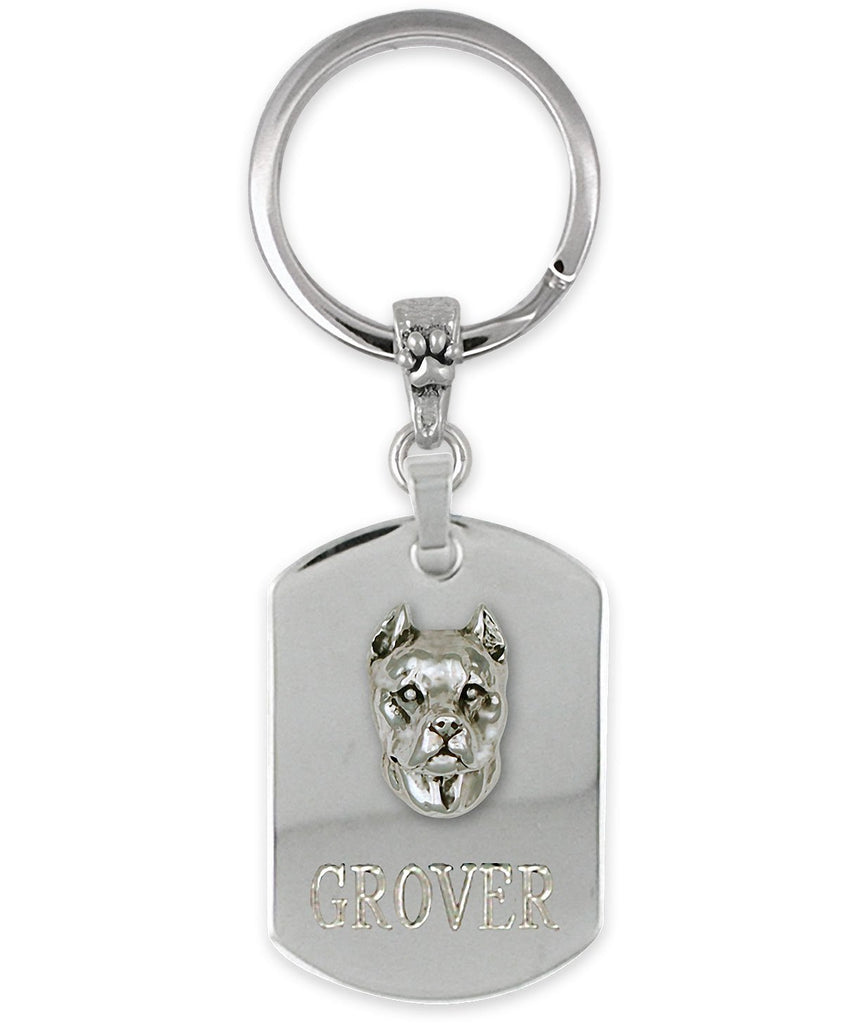 Pit Bull Charms Pit Bull Key Ring Sterling Silver And Stainless Steel Pit Bull Jewelry Pit Bull jewelry