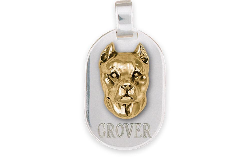 Pit Bull Charms Pit Bull Pendant Silver And 14k Gold Pit Bull Jewelry Pit Bull jewelry