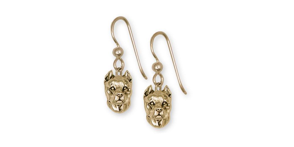 Pit Bull Charms Pit Bull Earrings 14k Gold Pit Bull Jewelry Pit Bull jewelry