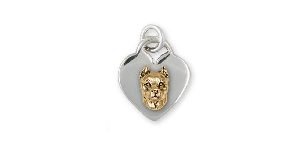 Pit Bull Charms Pit Bull Pendant Silver And 14k Gold Pit Bull Jewelry Pit Bull jewelry