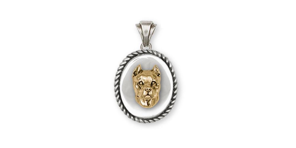 Pit Bull Charms Pit Bull Pendant Silver And 14k Gold Pit Bull Jewelry Pit Bull jewelry