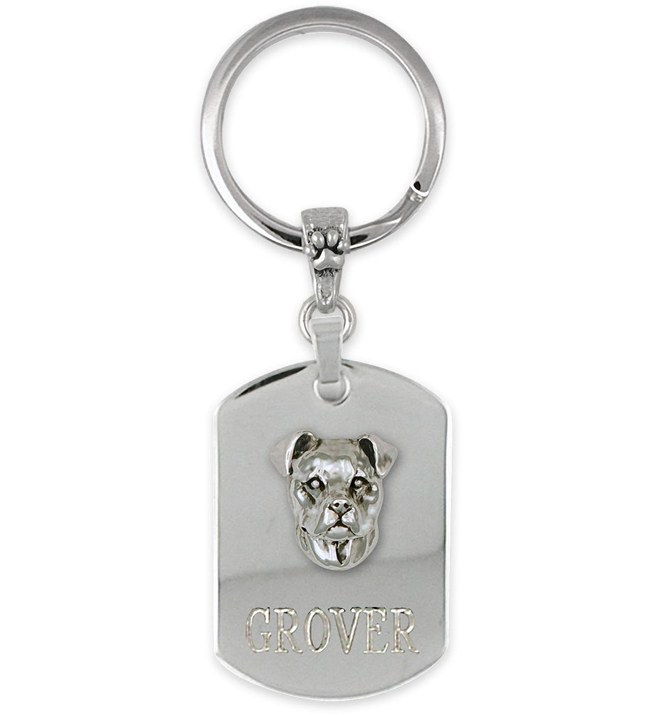 Pit Bull Charms Pit Bull Key Ring Stainless Steel And Silver Pit Bull Jewelry Pit Bull jewelry