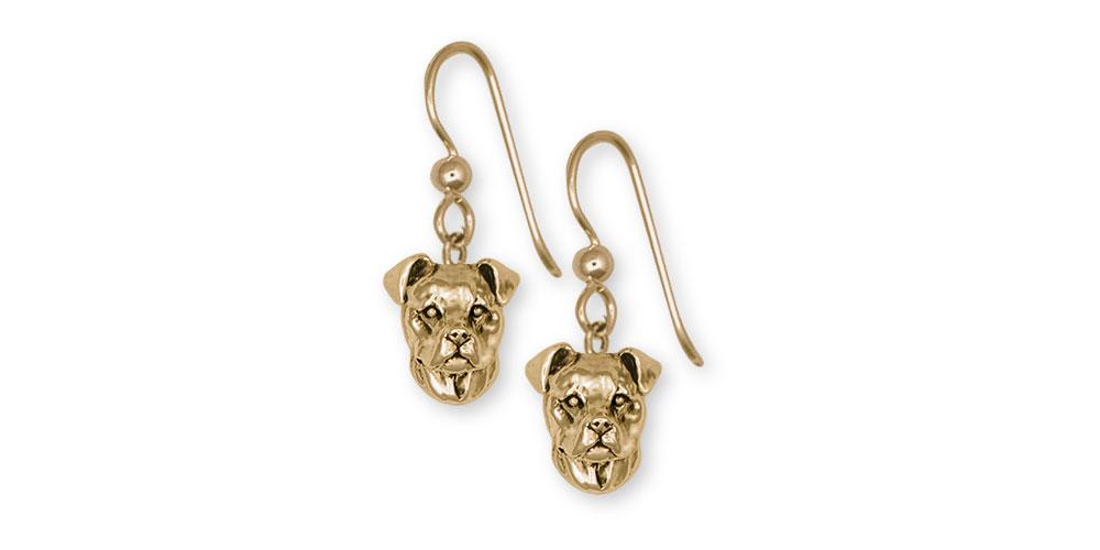 Pit Bull Charms Pit Bull Earrings 14k Gold Pit Bull Jewelry Pit Bull jewelry