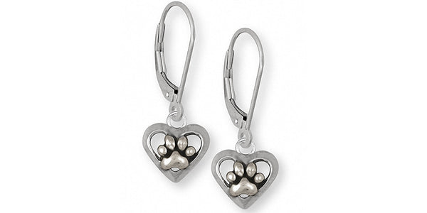 Dog paw earrings sterling silver Clearance