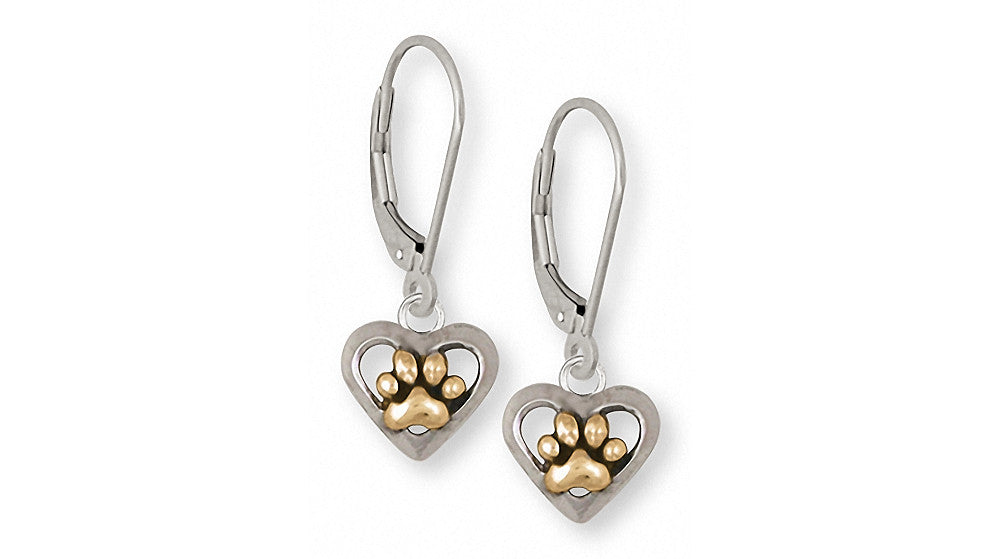 Dog Paw Charms Dog Paw Earrings Silver And Gold Dog Jewelry Dog Paw jewelry