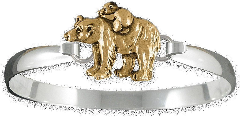 Polar Bear Charms Polar Bear Bracelet Silver And 14k Gold Polar Bear And Cub Jewelry Polar Bear jewelry