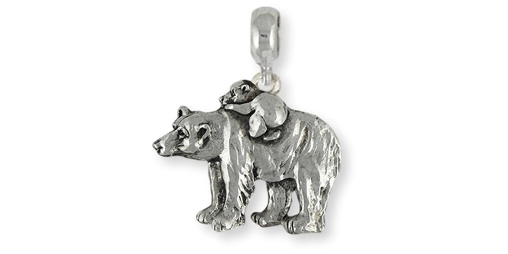 Polar Bear Charms Polar Bear Charm Slide Sterling Silver Polar Bear And Cub Jewelry Polar Bear jewelry