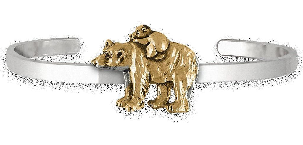 Polar Bear Charms Polar Bear Bracelet Silver And 14k Gold Polar Bear And Cub Jewelry Polar Bear jewelry