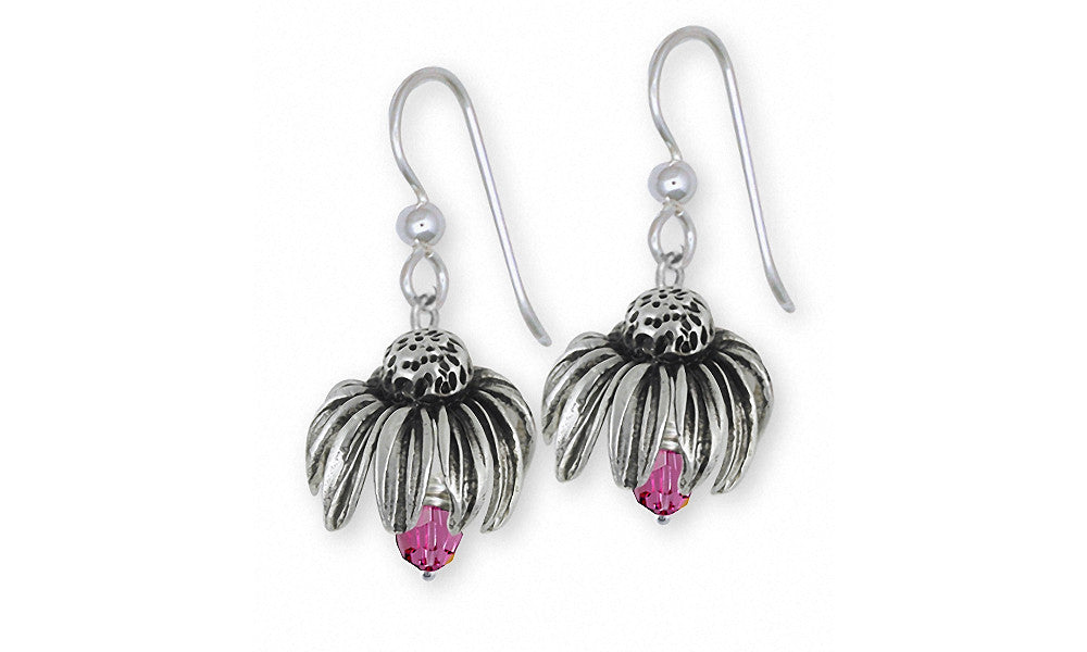 Purple Coneflower Charms Purple Coneflower Earrings Sterling Silver Flower Jewelry Purple Coneflower jewelry