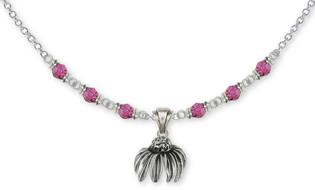 Purple Coneflower Charms Purple Coneflower Necklace Sterling Silver Flower Jewelry Purple Coneflower jewelry