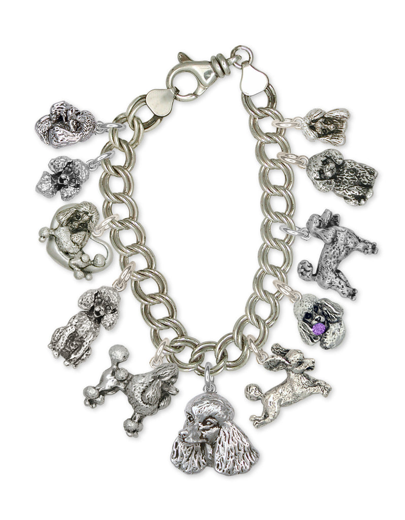 Poodle Charms Poodle Charm Bracelet Handmade Sterling Silver Dog Jewelry Poodle jewelry