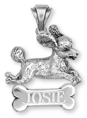 Poodle Personalized Pendant Handmade Sterling Silver Dog Jewelry PD23-NP