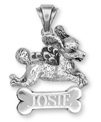 Poodle Angel Personalized Pendant Handmade Sterling Silver Dog Jewelry PD23A-NP