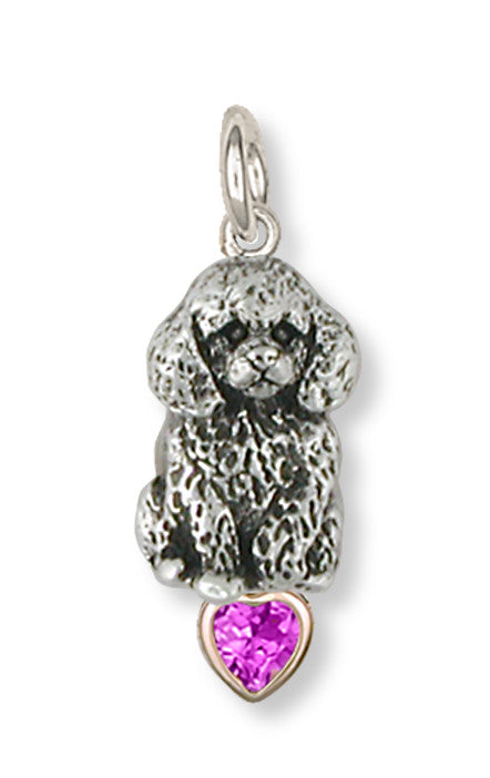 Poodle Charms Poodle Charm Silver And 14k Yellow Gold Dog Jewelry Poodle jewelry