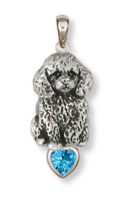 Poodle Charms Poodle Personalized Pendant Silver And 14k Yellow Gold Dog Jewelry Poodle jewelry