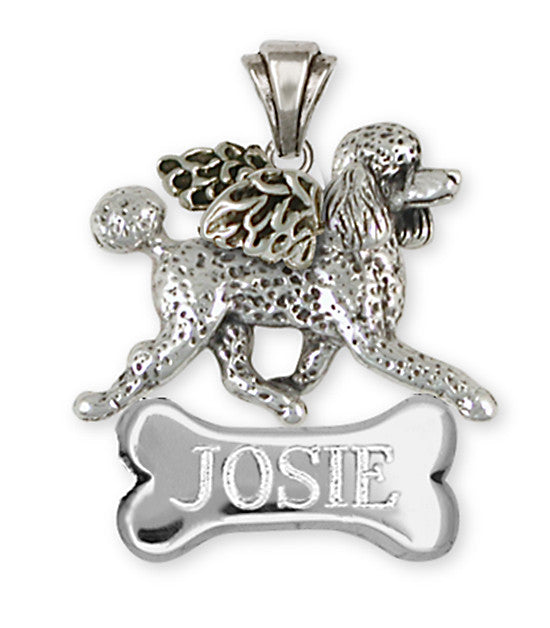 Poodle Angel Personalized Pendant Handmade Sterling Silver Dog Jewelry PD53A-NP