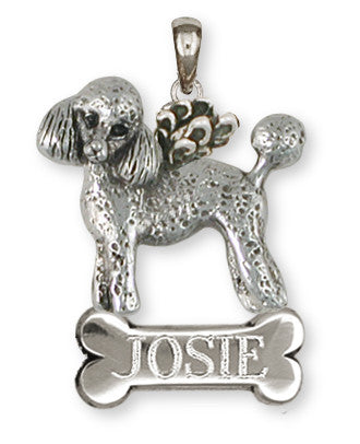 Poodle Angel Personalized Pendant Handmade Sterling Silver Dog Jewelry PD55A-NP