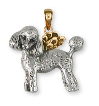 Poodle Angel Pendant 14k Two Tone Gold Vermeil Dog Jewelry PD55A-PVM