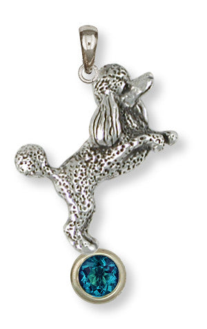 Poodle Pendant Sterling Birthstone Dog Jewelry PD58-SP