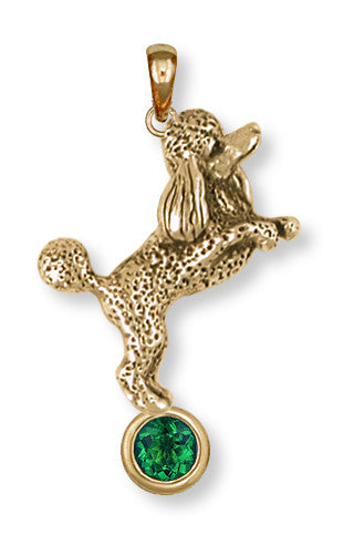 Poodle Birthstone Pendant 14k Yellow Gold Vermeil Dog Jewelry PD58-SPVM