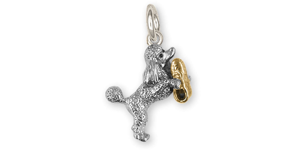 Poodle Charms Poodle Charm Silver And 14k Gold Poodle With Gold Shoe Jewelry Poodle jewelry