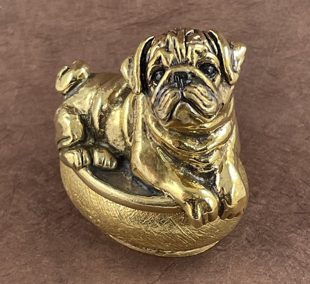 Pug Charms Pug Figurine Yellow Bronze Pug Memorial Urn Jewelry Pug jewelry
