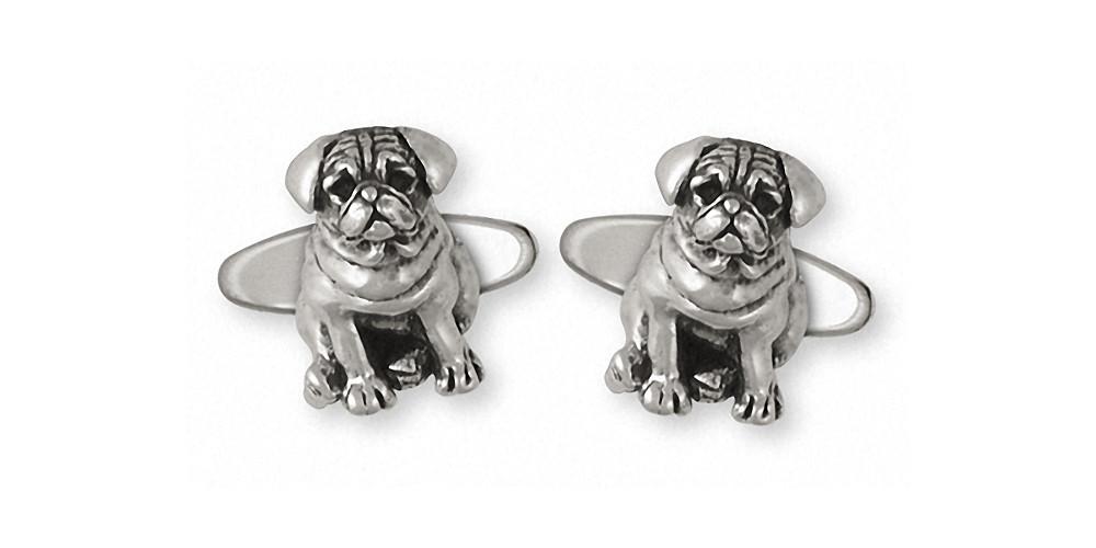 Pug Charms Pug Cufflinks Sterling Silver Dog Jewelry Pug jewelry