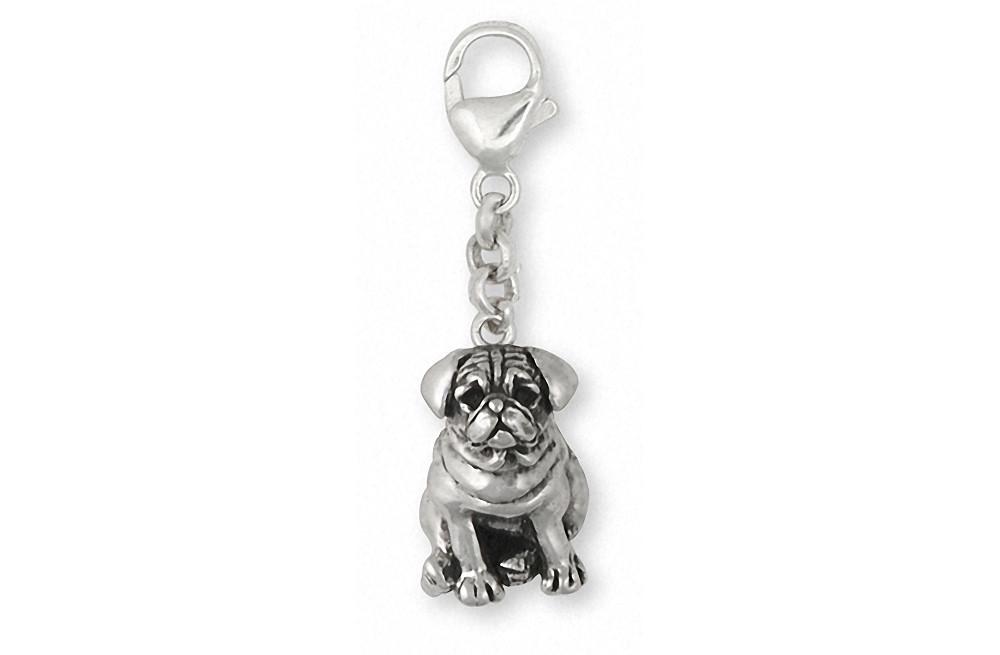 Pug Charms Pug Zipper Pull Sterling Silver Dog Jewelry Pug jewelry