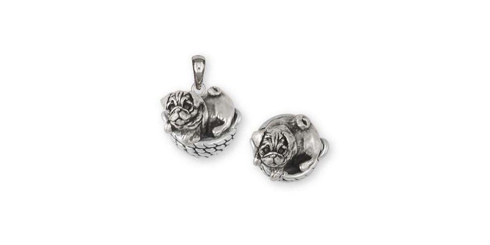 Pug Charms Pug Pendant Sterling Silver Dog Jewelry Pug jewelry