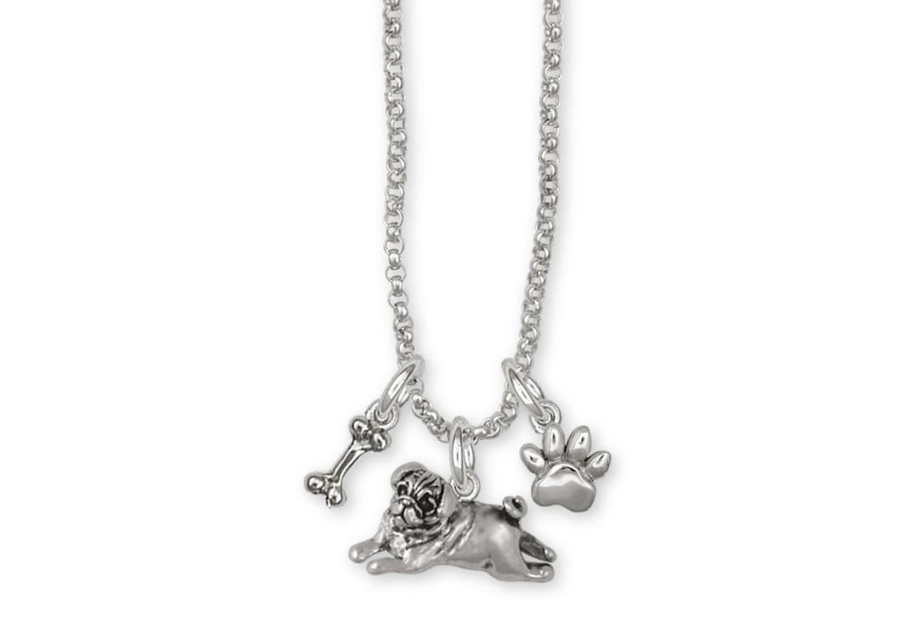 Pug Charms Pug Necklace Sterling Silver Dog Jewelry Pug jewelry