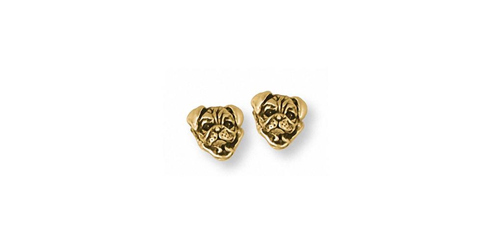Pug Charms Pug Earrings 14k Gold Dog Jewelry Pug jewelry