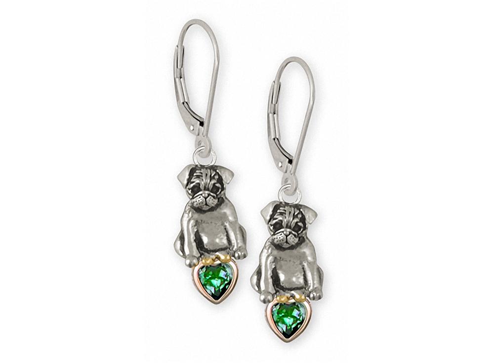 Pug Charms Pug Earrings Silver And Gold Dog Jewelry Pug jewelry