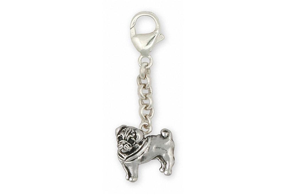 Pug Charms Pug Zipper Pull Sterling Silver Dog Jewelry Pug jewelry