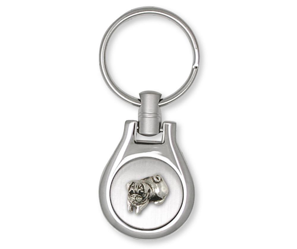 Pug Charms Pug Key Ring Sterling Silver Dog Jewelry Pug jewelry