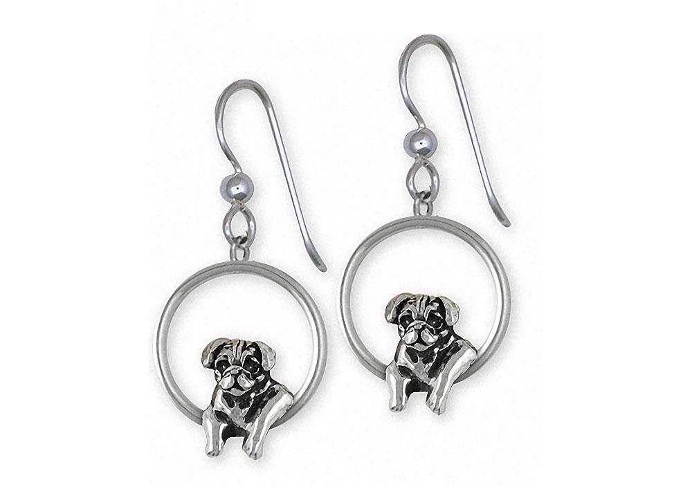 Pug Charms Pug Earrings Sterling Silver Dog Jewelry Pug jewelry