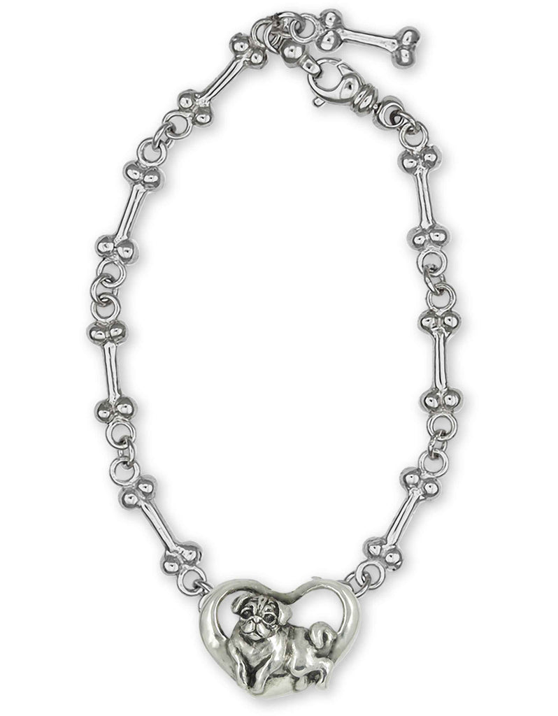 Pug Charms Pug Bracelet Sterling Silver Pug Jewelry Pug jewelry