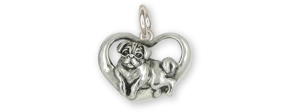 Pug Charms Pug Charm Sterling Silver Pug Jewelry Pug jewelry